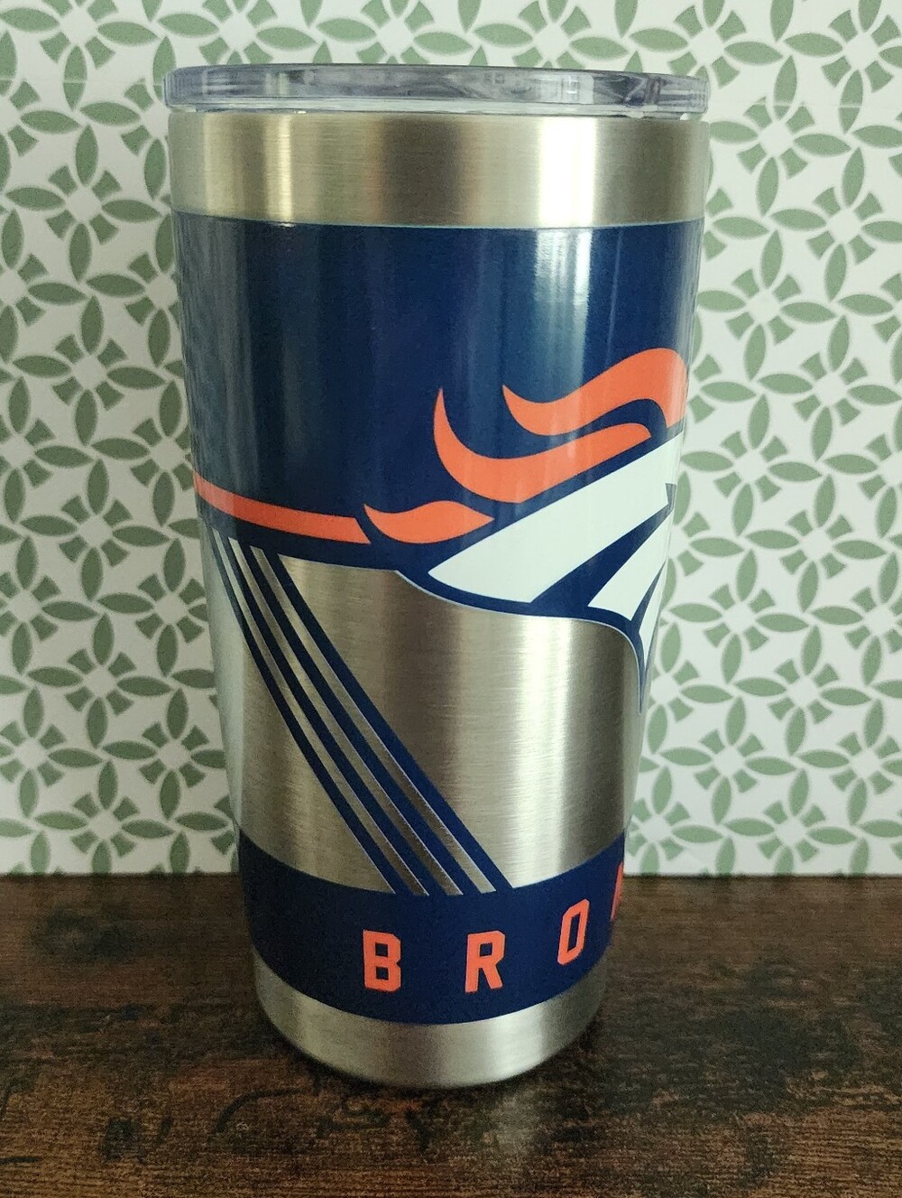 Denver Broncos Stainless Steel Travel Tumbler - Navy & Orange - Picture 2 of 5
